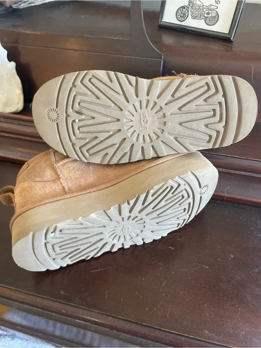 UGG Kids Suede Fleece-Lined ultra mini platform - Chestnut Tan